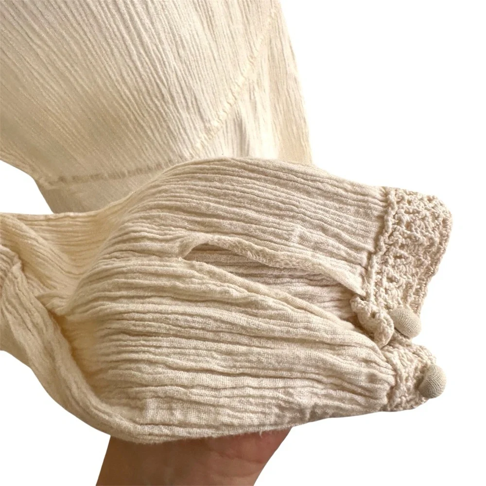 Balkan Antique Folk Crochet Cotton Dress - Picture 3 of 16